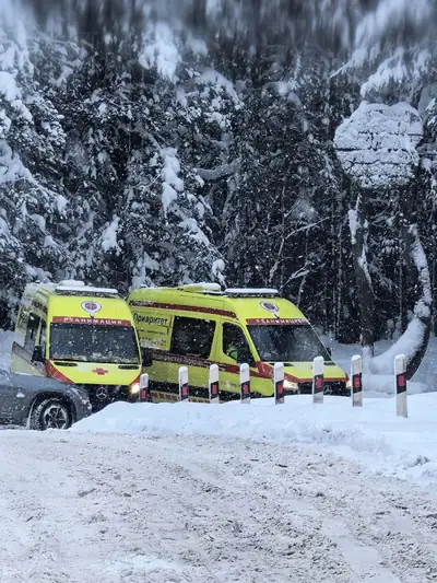 The road in a winter blizzard